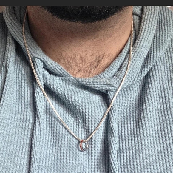 Sterling Silver Red Crystal Pendant On 24" Chain Also Sterling Silver - Picture 7 of 9